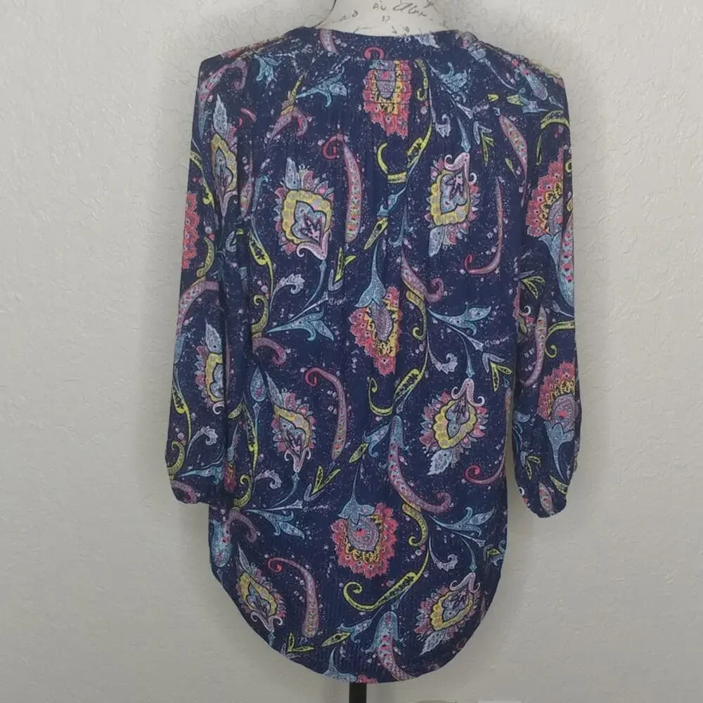 Cathy Daniels Multicolored Floral Paisley Top Size M - Picture 3 of 7